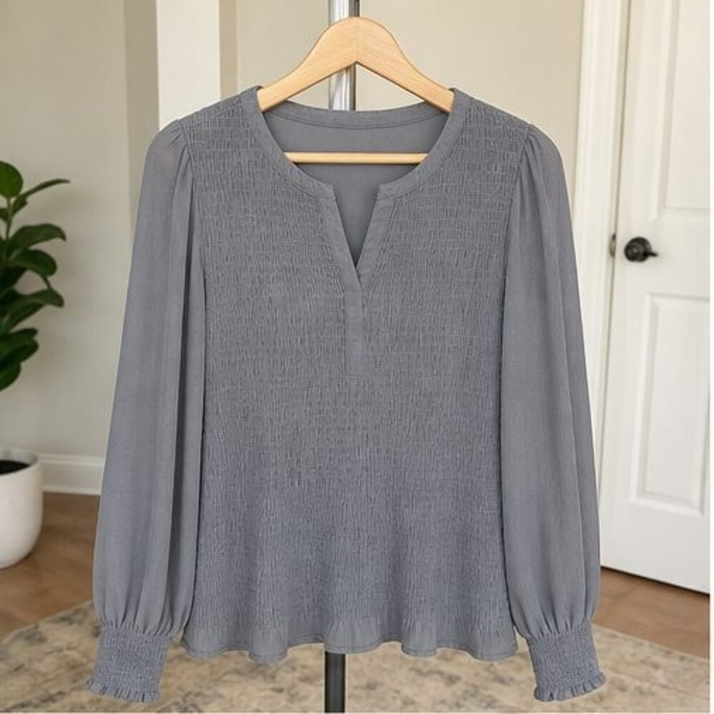 Gray Smocked Top